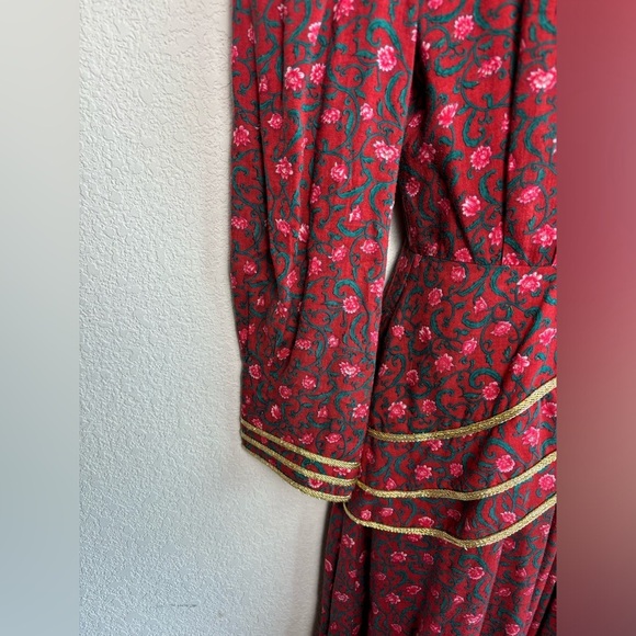 Vintage 80s Kathie Lee for Plaza South Red & Green Floral Holiday Midi Dress 6 - Picture 4 of 11